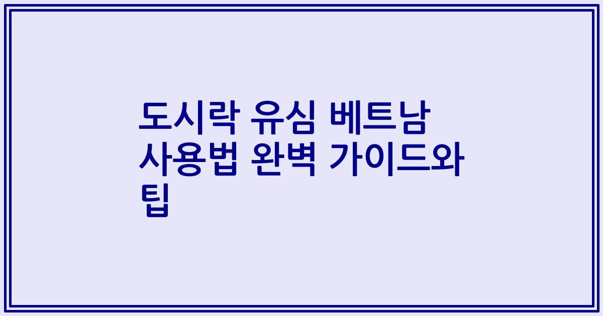 도시락 유심 베트남 사용법 완벽 가이드와 팁