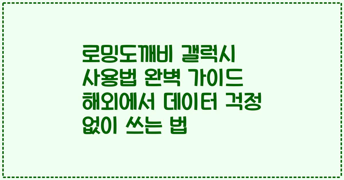 로밍도깨비 갤럭시 사용법 완벽 가이드 해외에서 데이터 걱정 없이 쓰는 법