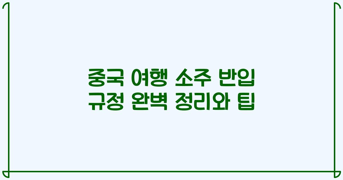 중국 여행 소주 반입 규정 완벽 정리와 팁