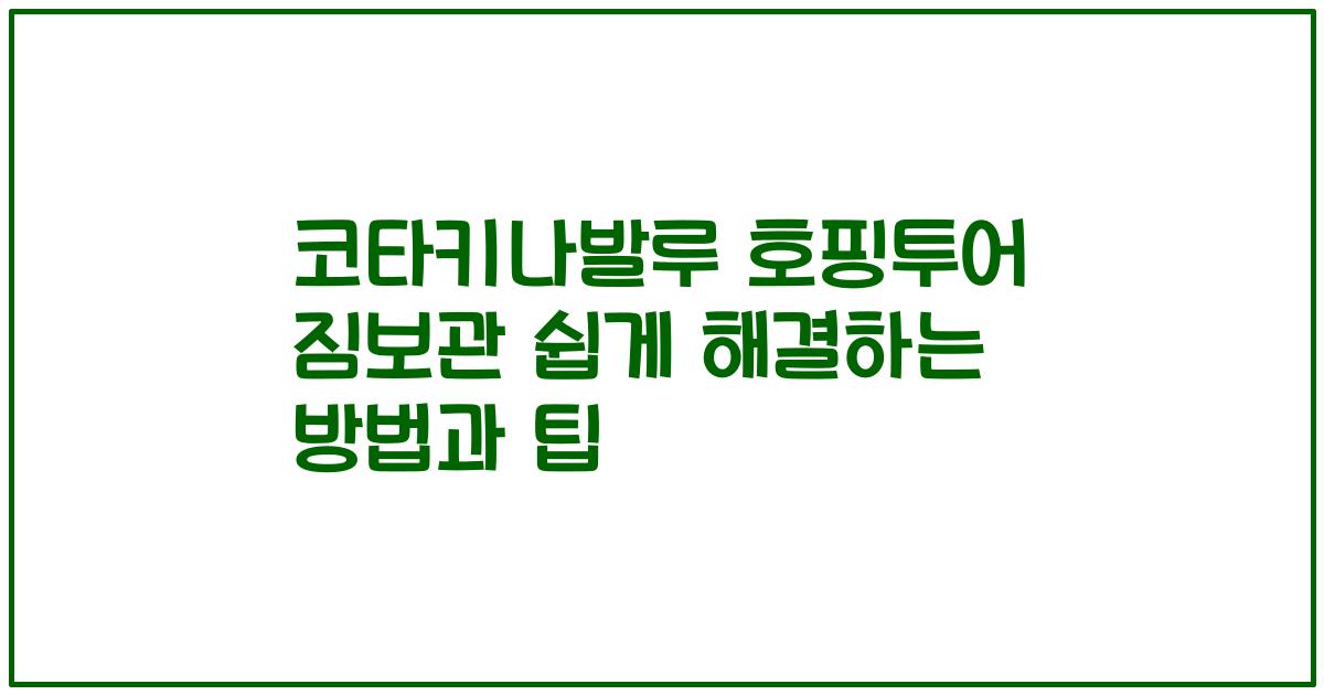 코타키나발루 호핑투어 짐보관 쉽게 해결하는 방법과 팁