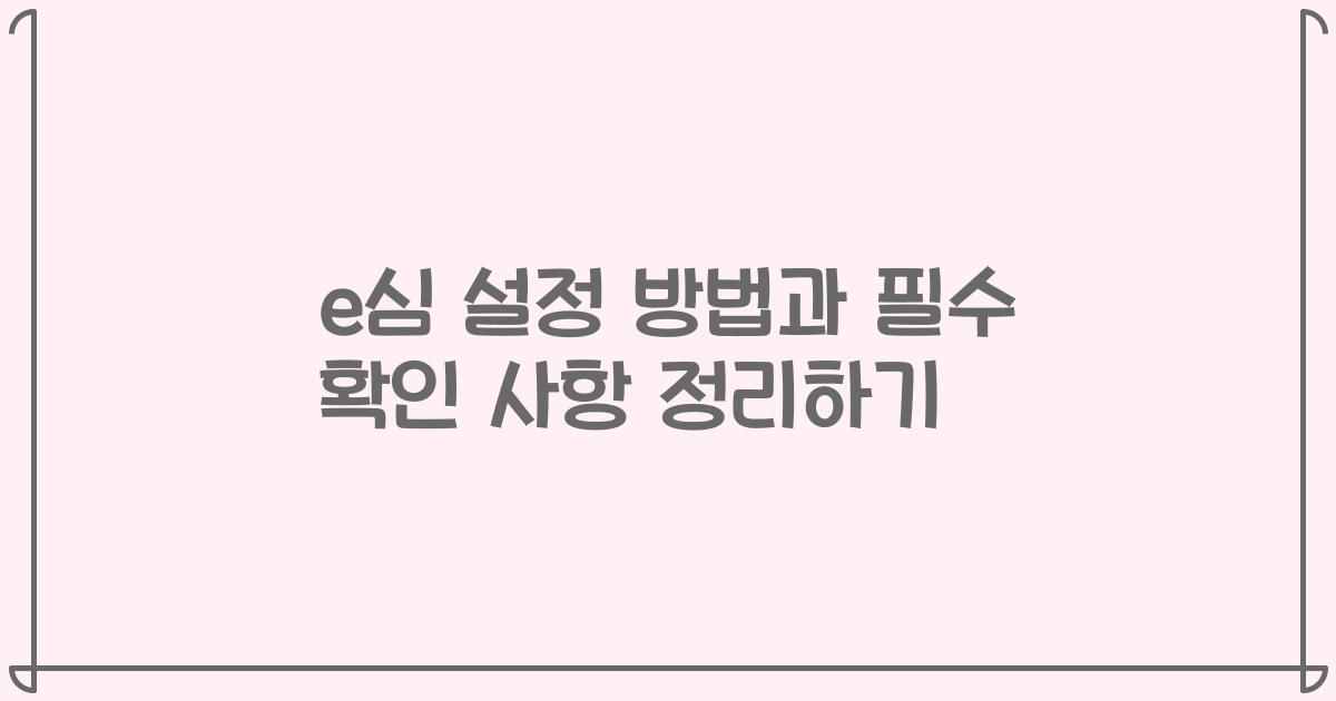 e심 설정 방법과 필수 확인 사항 정리하기