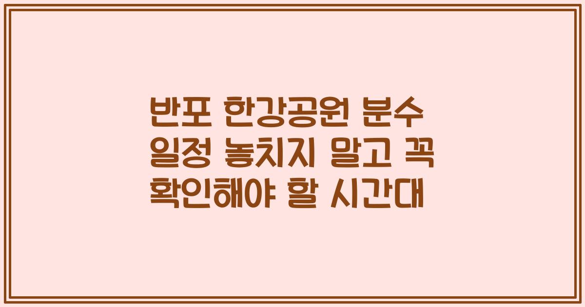 반포 한강공원 분수 일정 놓치지 말고 꼭 확인해야 할 시간대