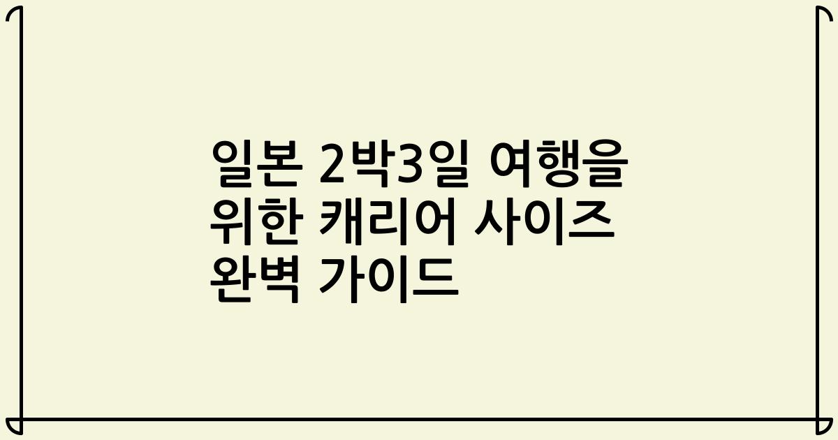 일본 2박3일 여행을 위한 캐리어 사이즈 완벽 가이드