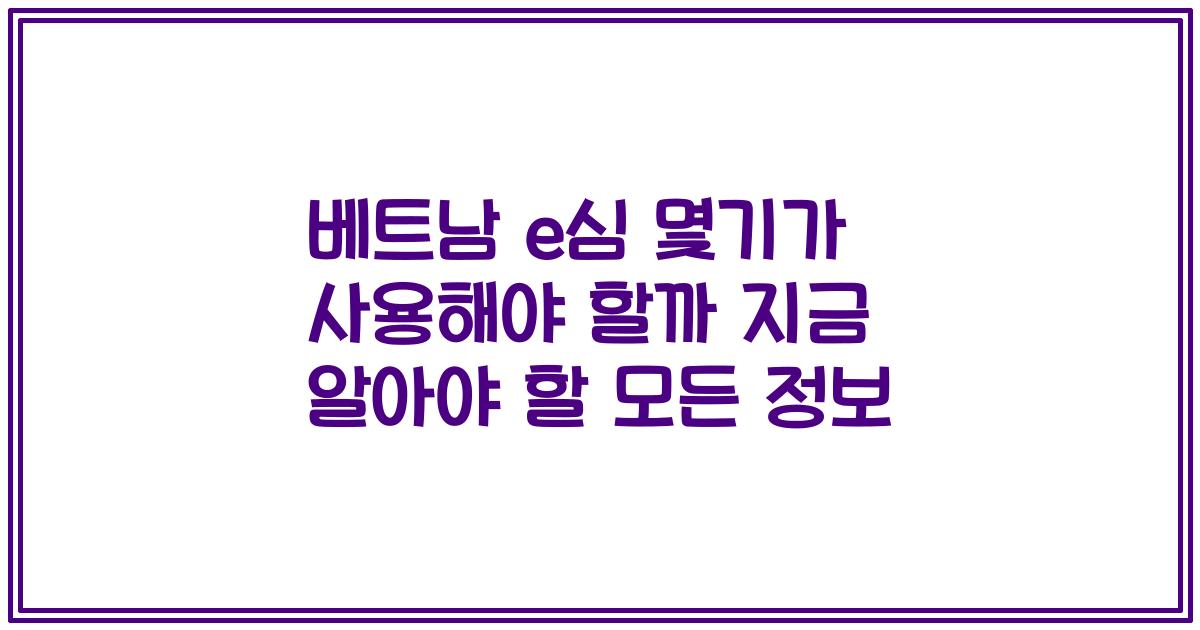 베트남 e심 몇기가 사용해야 할까 지금 알아야 할 모든 정보